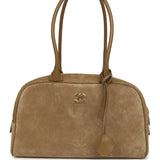 Chanel Small "Perfect Bowling" Bag Dark Beige Suede Gold Hardware - Thumbnail View 1
