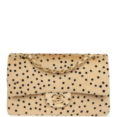 Chanel "Cheetah Print" Medium Flap Bag Light Beige Calf Hair and Black Lambskin Gold Hardware