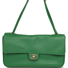 Chanel Maxi "Souplissimo" Small Flap Bag Green Grained Calfskin Gold Hardware