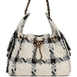 Chanel Small 25 Hobo Bag White, Black Tweed Gold Hardware - Thumbnail View 1