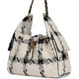 Chanel Small 25 Hobo Bag White, Black Tweed Gold Hardware - Thumbnail View 5