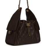 Chanel Small 25 Hobo Bag Dark Brown Caviar Gold Hardware - Thumbnail View 2