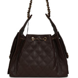 Chanel Small 25 Hobo Bag Dark Brown Caviar Gold Hardware - Thumbnail View 4
