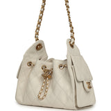 Chanel Mini 25 Hobo Bag White Caviar Antique Gold Hardware - Thumbnail View 5
