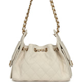 Chanel Mini 25 Hobo Bag White Caviar Antique Gold Hardware - Thumbnail View 4