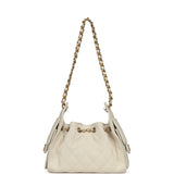 Chanel Mini 25 Hobo Bag White Caviar Antique Gold Hardware - Thumbnail View 7