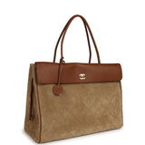 Chanel XXL "Urban Essential" Shopping Tote Dark Beige Suede, Camel Grained Calfskin Gold Hardware - Thumbnail View 2
