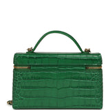 Chanel Top Handle Long Vanity Case with Chain Green Croc Embossed Calfskin Gold Hardware - Thumbnail View 4