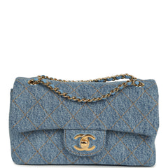 Chanel Mini "Souplissimo" Flap Bag Blue Denim Gold Hardware