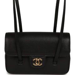 Chanel Mini Preppy Coco Clutch with Straps Black Shiny Caviar Brushed Gold Hardware