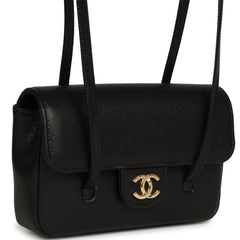 Chanel Mini Preppy Coco Clutch with Straps Black Shiny Caviar Brushed Gold Hardware