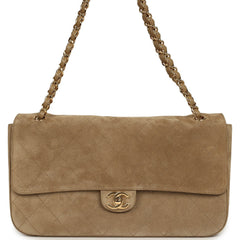 Chanel Maxi "Souplissimo" Small Flap Bag Dark Beige Suede Gold Hardware