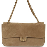 Chanel Maxi "Souplissimo" Small Flap Bag Dark Beige Suede Gold Hardware - Thumbnail View 1
