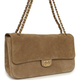 Chanel Maxi "Souplissimo" Small Flap Bag Dark Beige Suede Gold Hardware - Thumbnail View 2