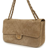 Chanel Maxi "Souplissimo" Small Flap Bag Dark Beige Suede Gold Hardware - Thumbnail View 3