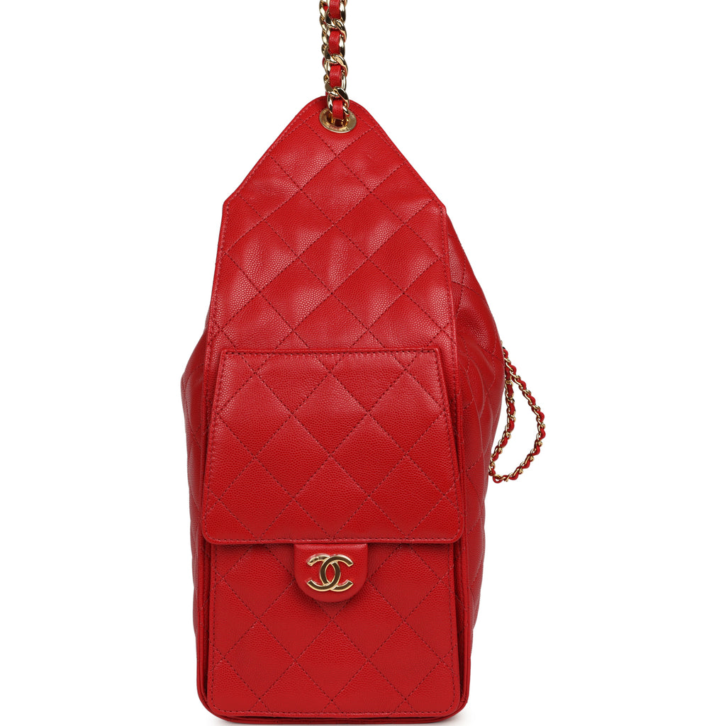 Chanel Medium 25 Hobo Bag Dark Red Caviar Gold Hardware