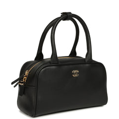 Chanel Mini Bowling Bag with Strap Black Calfskin Gold Hardware