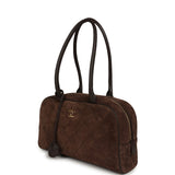 Chanel Small "Perfect Bowling" Bag Dark Brown Suede Gold Hardware - Thumbnail View 5