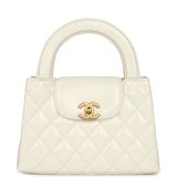Chanel Small Kelly Shopper White Shiny Aged Calfskin Brushed Gold Hardware - Thumbnail View 1