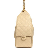 Chanel Medium 25 Hobo Bag Light Beige Caviar Antique Gold Hardware - Thumbnail View 3