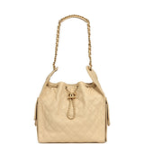 Chanel Medium 25 Hobo Bag Light Beige Caviar Antique Gold Hardware - Thumbnail View 7