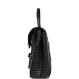 Chanel Top Handle Envelope Flap Bag Grey Croc Embossed Calfskin Gold Hardware - Thumbnail View 3