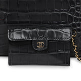Chanel Top Handle Envelope Flap Bag Grey Croc Embossed Calfskin Gold Hardware - Thumbnail View 8