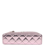 Chanel Trendy Top Handle Long Vanity Case with Chain Pink Metallic Calfskin Silver Hardware - Thumbnail View 6