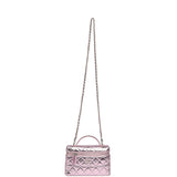 Chanel Trendy Top Handle Long Vanity Case with Chain Pink Metallic Calfskin Silver Hardware - Thumbnail View 7