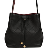 Chanel "CC Loop" Drawstring Bucket Bag with Leather Strap Black, Burgundy Calfskin Gold Hardware - Thumbnail View 1