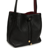Chanel "CC Loop" Drawstring Bucket Bag with Leather Strap Black, Burgundy Calfskin Gold Hardware - Thumbnail View 2