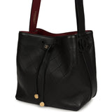 Chanel "CC Loop" Drawstring Bucket Bag with Leather Strap Black, Burgundy Calfskin Gold Hardware - Thumbnail View 5