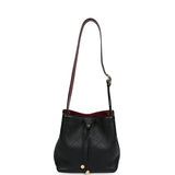 Chanel "CC Loop" Drawstring Bucket Bag with Leather Strap Black, Burgundy Calfskin Gold Hardware - Thumbnail View 7