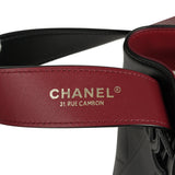 Chanel "CC Loop" Drawstring Bucket Bag with Leather Strap Black, Burgundy Calfskin Gold Hardware - Thumbnail View 8