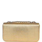 Chanel East West Flap Bag Gold Metallic Lizard Embossed Calfskin Silver Hardware - Thumbnail View 4