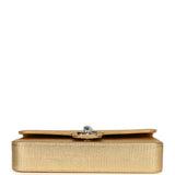 Chanel East West Flap Bag Gold Metallic Lizard Embossed Calfskin Silver Hardware - Thumbnail View 6