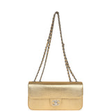 Chanel East West Flap Bag Gold Metallic Lizard Embossed Calfskin Silver Hardware - Thumbnail View 7