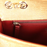 Chanel East West Flap Bag Gold Metallic Lizard Embossed Calfskin Silver Hardware - Thumbnail View 10