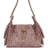 Chanel Mini 25 Hobo Bag Light Beige, Red, White Blue Tweed Boucle Gold Hardware - Thumbnail View 1