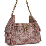 Chanel Mini 25 Hobo Bag Light Beige, Red, White Blue Tweed Boucle Gold Hardware - Thumbnail View 2