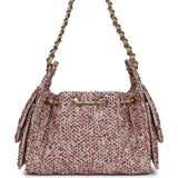 Chanel Mini 25 Hobo Bag Light Beige, Red, White Blue Tweed Boucle Gold Hardware - Thumbnail View 4