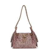 Chanel Mini 25 Hobo Bag Light Beige, Red, White Blue Tweed Boucle Gold Hardware - Thumbnail View 6