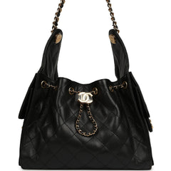 Chanel Small 25 Hobo Bag Black Caviar Gold Hardware