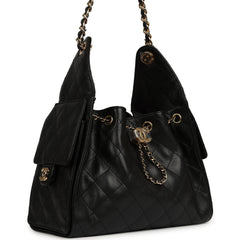 Chanel Small 25 Hobo Bag Black Caviar Gold Hardware
