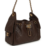 Chanel Mini 25 Hobo Bag Dark Brown Caviar Gold Hardware - Thumbnail View 2