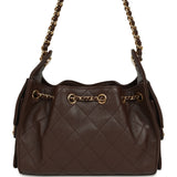Chanel Mini 25 Hobo Bag Dark Brown Caviar Gold Hardware - Thumbnail View 4