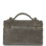 Chanel Top Handle Long Vanity Case with Chain Dark Grey Suede Gold Hardware - Thumbnail View 4