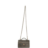 Chanel Top Handle Long Vanity Case with Chain Dark Grey Suede Gold Hardware - Thumbnail View 8