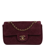 Chanel Mini "Souplissimo" Flap Bag Burgundy Suede Gold Hardware - Thumbnail View 1