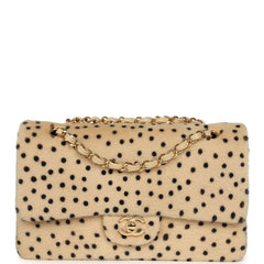 Chanel "Cheetah Print" Medium Flap Bag Light Beige Calf Hair and Black Lambskin Gold Hardware